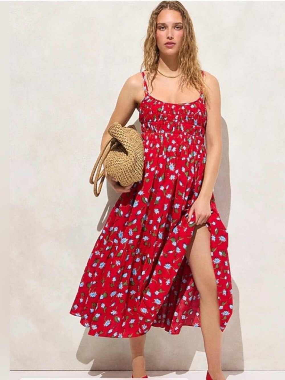 J. Crew Tiered Midi Dress in Brushed Daisy Print
